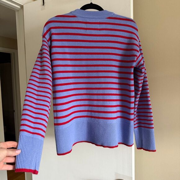 Addison Bay Knit Carlyle Crewneck Sweater Violet/Cherry Stripe Small NWT - Picture 6 of 13